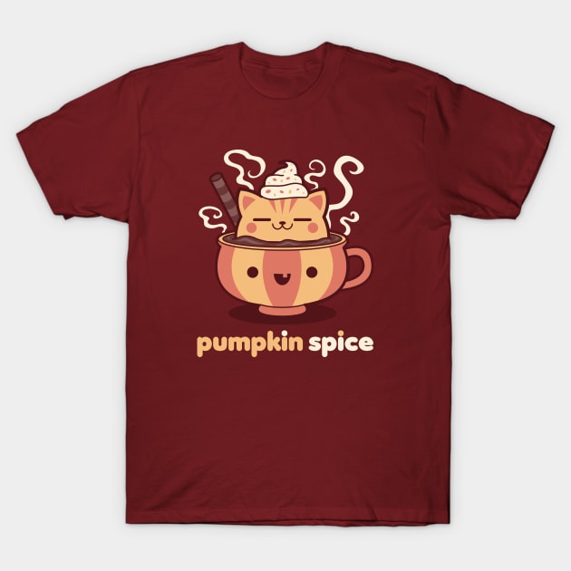 Pumpkin Spice Kawaii Kitty T-Shirt by Kappacino Creations